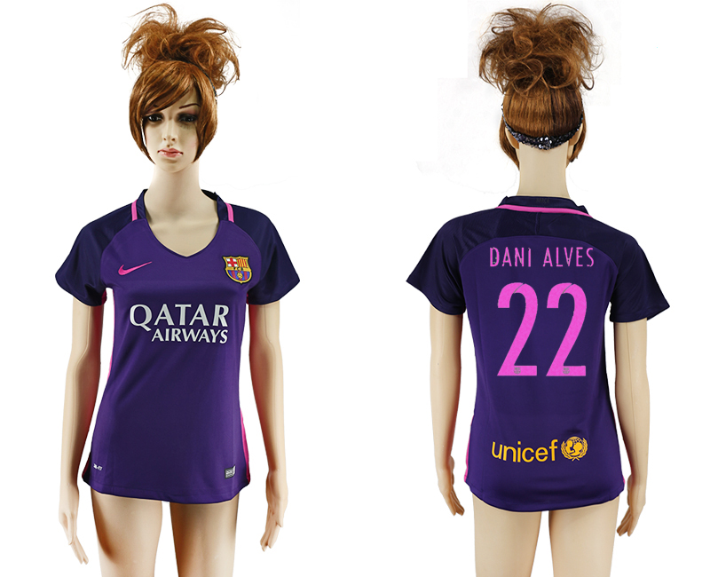 2016-17 Barcelona 22 DANI ALVES Away Women Soccer Jersey