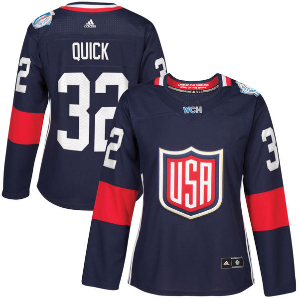 USA 32 Jonathan Quick Navy Women 2016 World Cup of Hockey Player Jersey