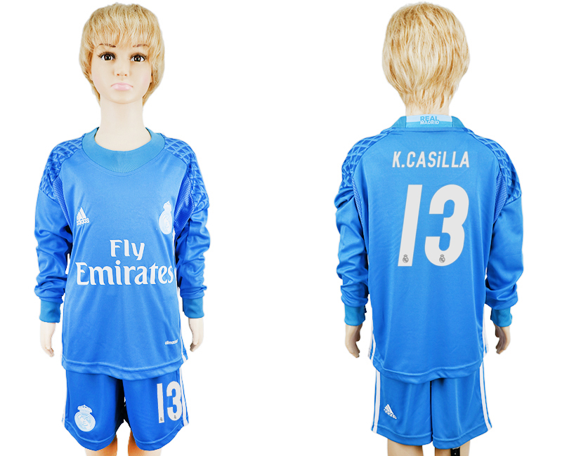 2016-17 Real Madrid 13 K.CASILLA Youth Long Sleeve Soccer Jersey