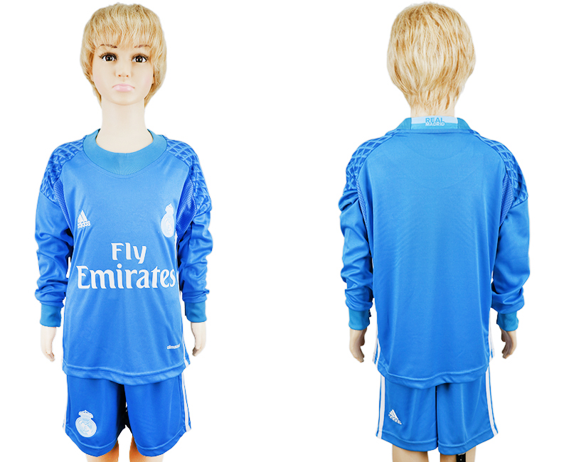 2016-17 Real Madrid Goalkeeper Youth Long Sleeve Soccer Jersey