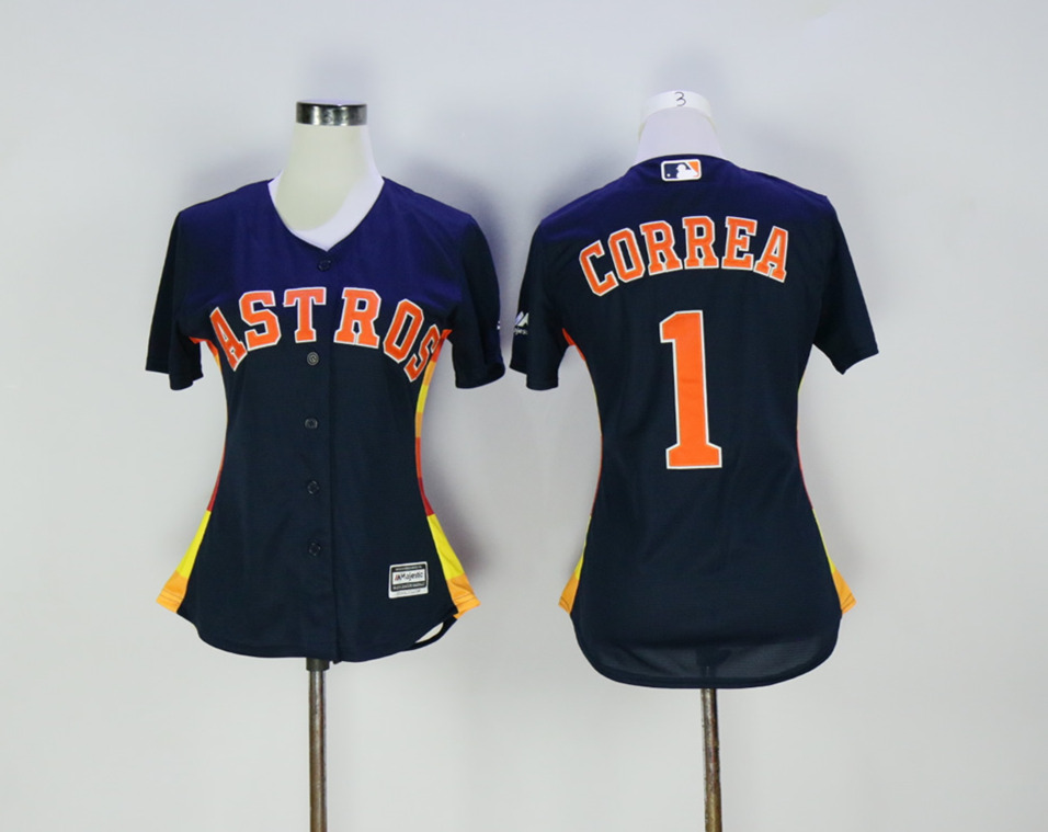 Astros 1 Carlos Correa Navy Women New Cool Base Jersey Astros 1 Carlos Correa Navy Women New Cool Base Jersey