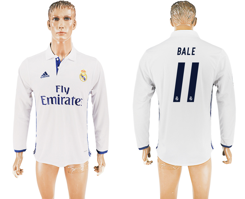 2016-17 Real Madrid 11 BALE Home Long Sleeve Thailand Soccer Jersey
