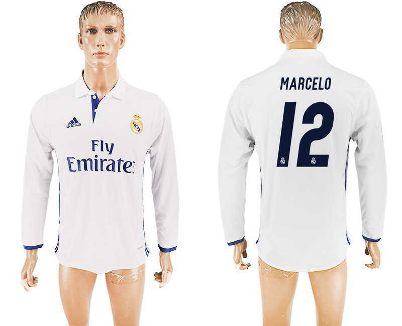 2016-17 Real Madrid 12 MARCELO Home Long Sleeve Thailand Soccer Jersey