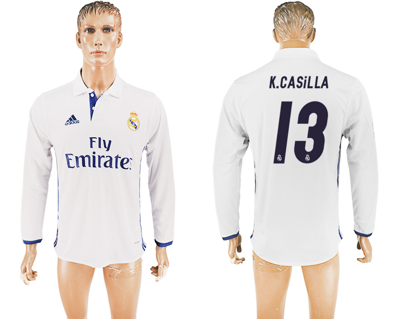 2016-17 Real Madrid 13 K.CASILLA Home Long Sleeve Thailand Soccer Jersey