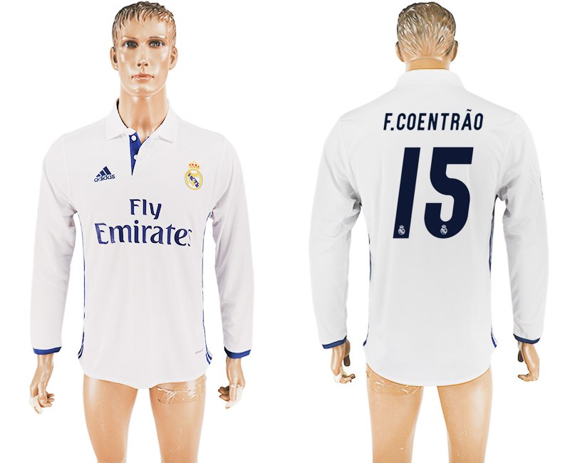 2016-17 Real Madrid 15 F.COENTRAO Home Long Sleeve Thailand Soccer Jersey