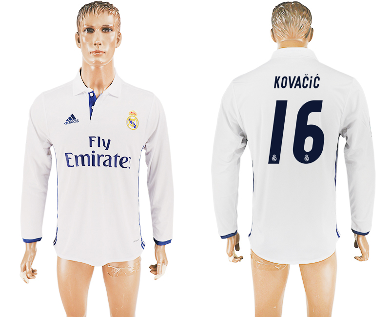 2016-17 Real Madrid 16 KOVACIC Home Long Sleeve Thailand Soccer Jersey