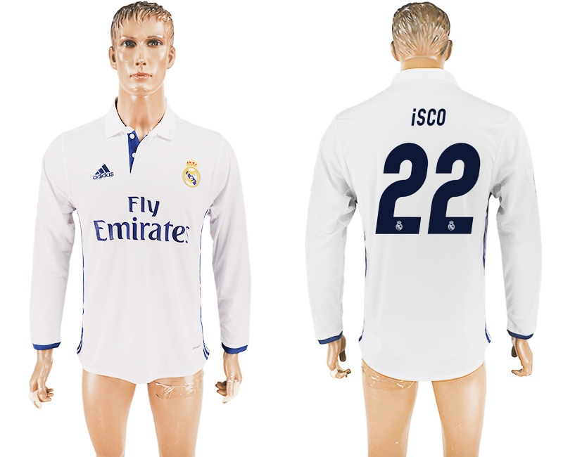 2016-17 Real Madrid 22 ISCO Home Long Sleeve Thailand Soccer Jersey