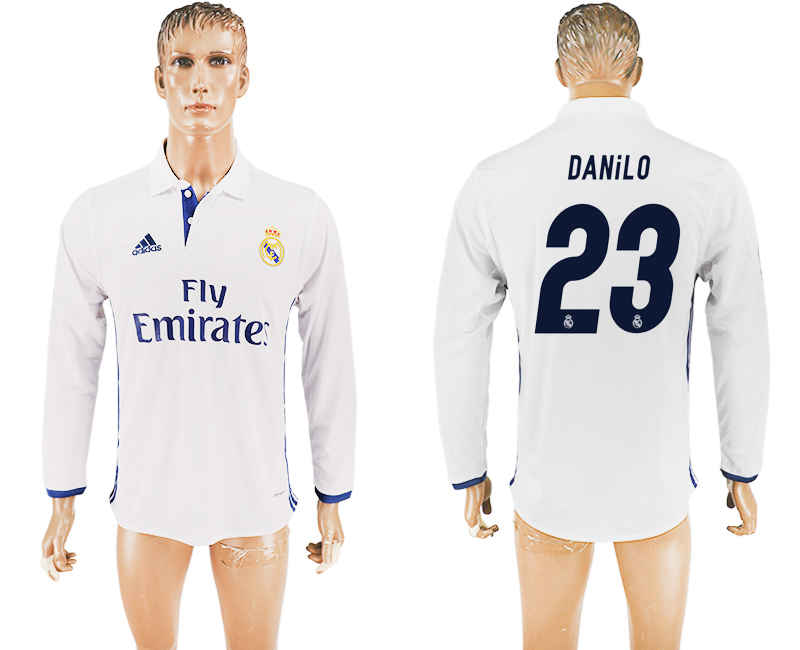 2016-17 Real Madrid 23 DANILO Home Long Sleeve Thailand Soccer Jersey