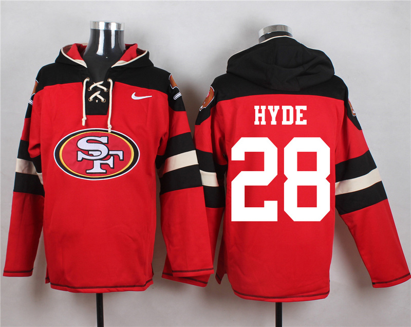 Nike 49ers 28 Carlos Hyde Red Hooded Jersey