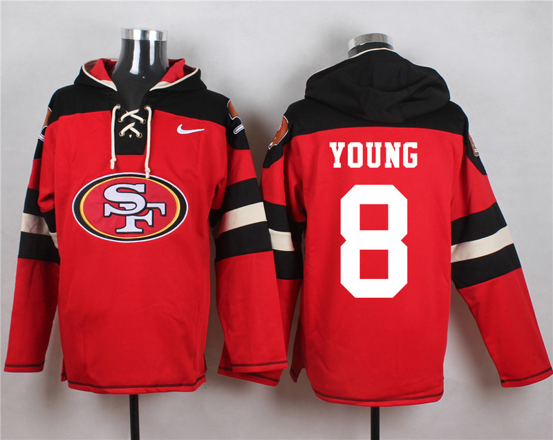 Nike 49ers 8 Steve Young Red Hooded Jersey