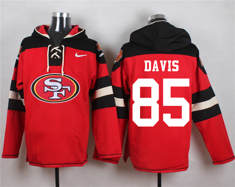 Nike 49ers 85 Vernon Davis Red Hooded Jersey