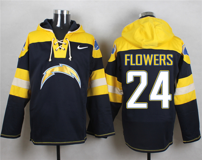 Nike Chargers 24 Brandon Flowers Navy Hooded Jersey