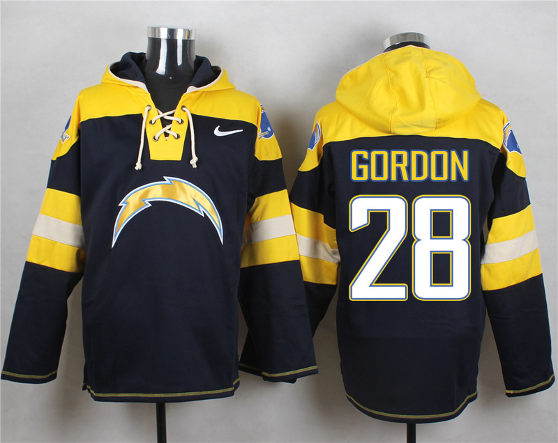 Nike Chargers 28 Melvin Gordon Navy Hooded Jersey
