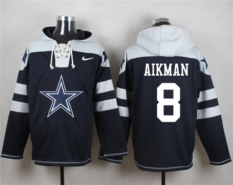 Nike Cowboys 8 Troy Aikman Navy Hooded Jersey