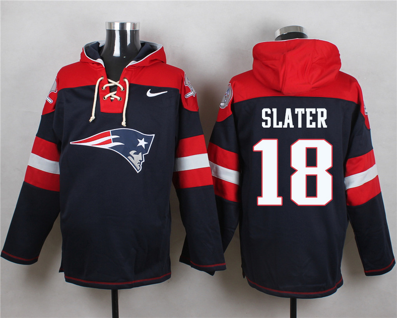 Nike Patriots 18 Matthew Slater Navy Hooded Jersey