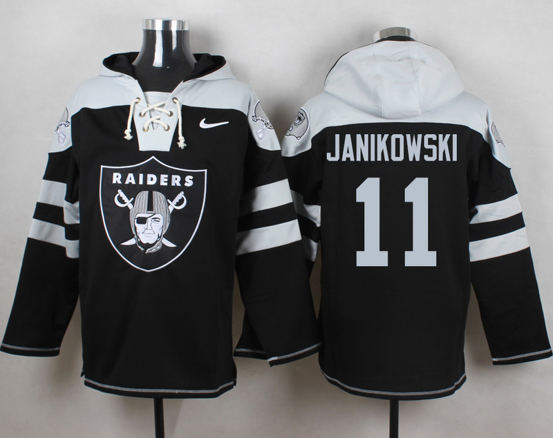 Nike Raiders 11 Sebastian Janikowski Black Hooded Jersey