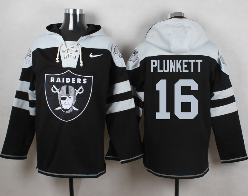 Nike Raiders 16 Jim Plunkett Black Hooded Jersey