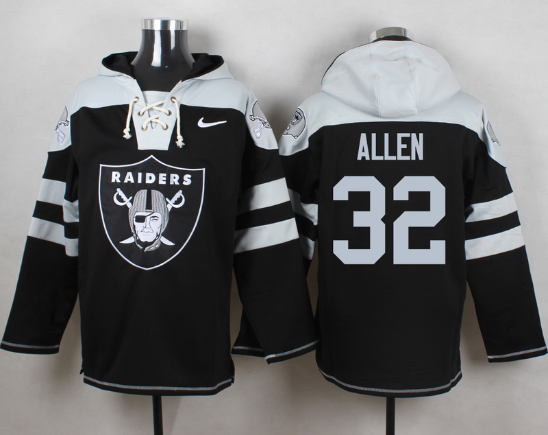 Nike Raiders 32 Marcus Allen Black Hooded Jersey