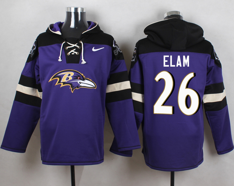 Nike Ravens 26 Matt Elam Purple Hooded Jersey