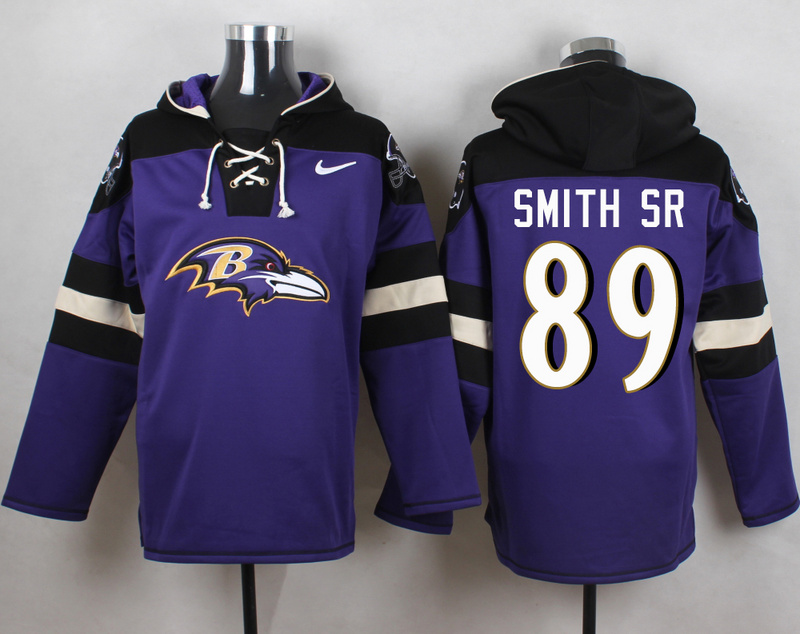 Nike Ravens 89 Steve Smith Sr. Purple Hooded Jersey