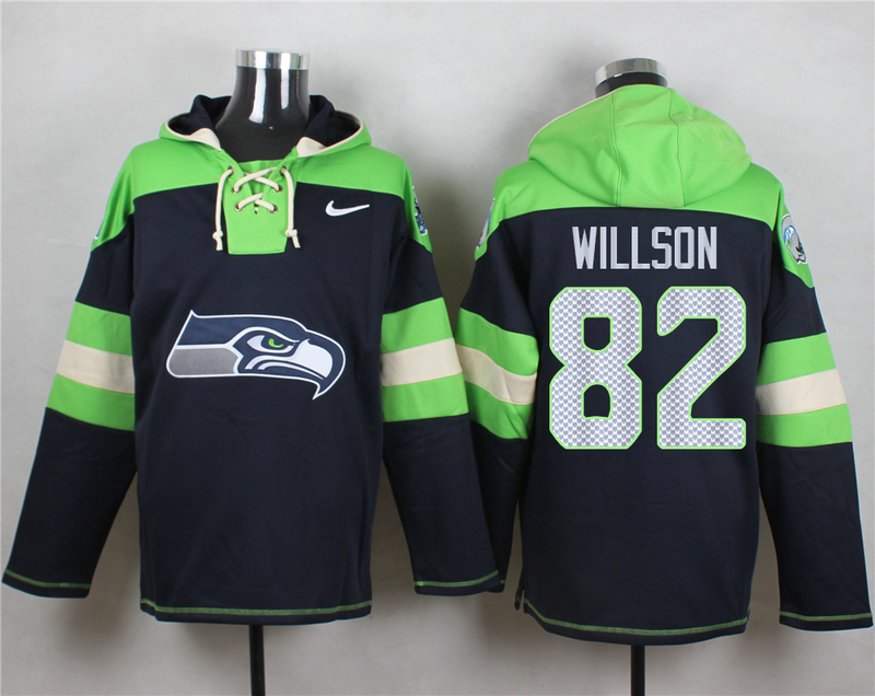 Nike Seahawks 82 Luke Willson Navy Hooded Jersey - Click Image to Close