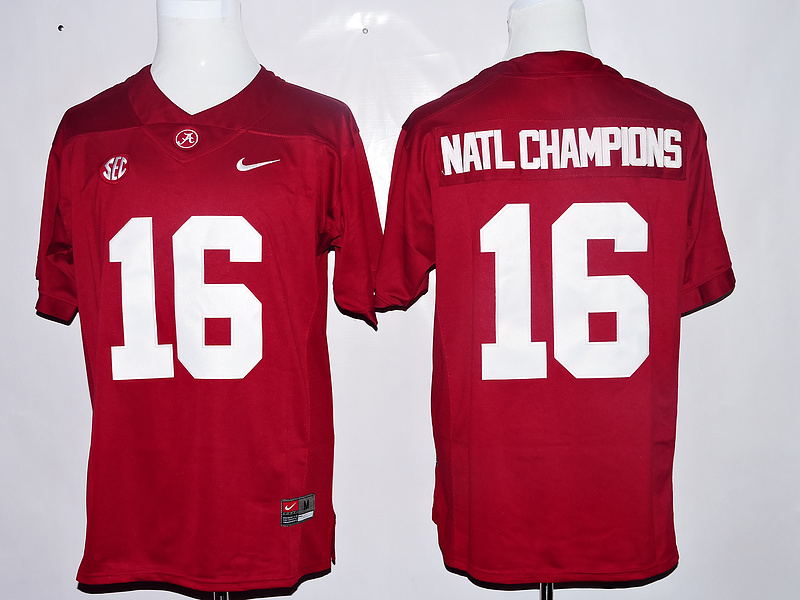 Alabama Crimson Tide 16 National Champions Red College Jersey