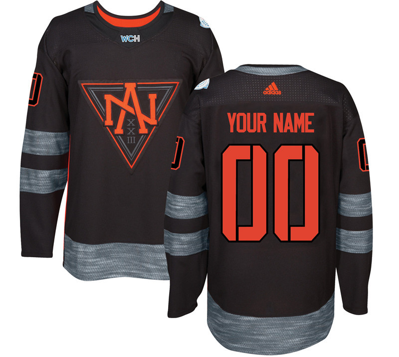 North America Men's Black World Cup of Hockey 2016 Premier Player Customized Jersey - Click Image to Close