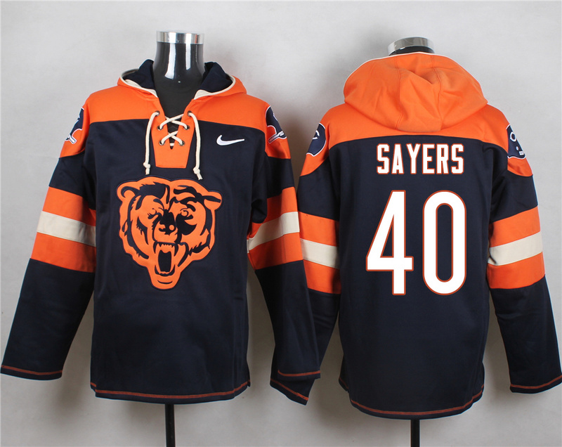 Nike Bears 40 Gale Sayers Navy Hooded Jersey