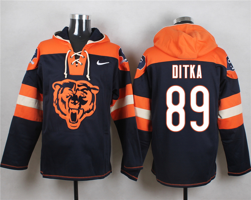 Nike Bears 89 Mike Ditka Navy Hooded Jersey