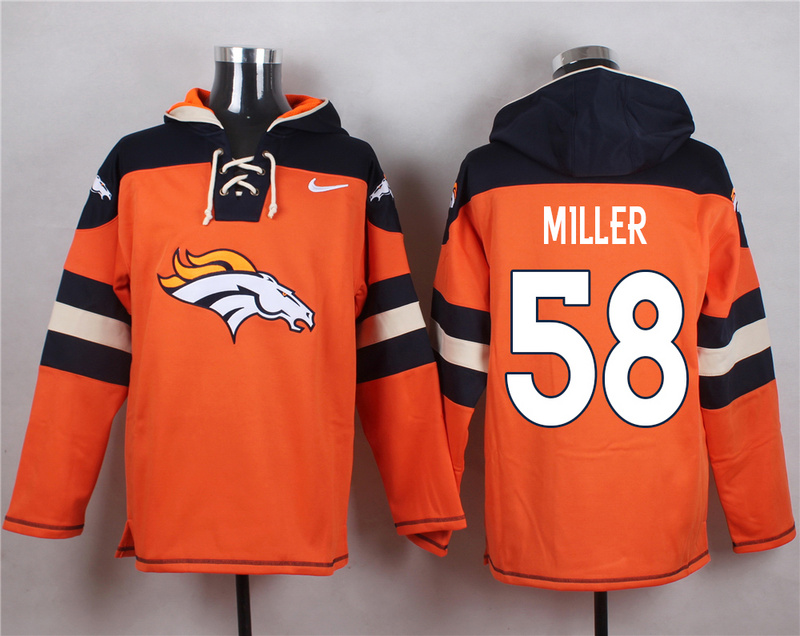 Nike Broncos 58 Von Miller Orange Hooded Jersey