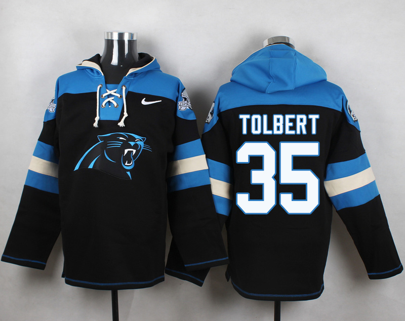 Nike Panthers 35 Mike Tolbert Black Hooded Jersey - Click Image to Close