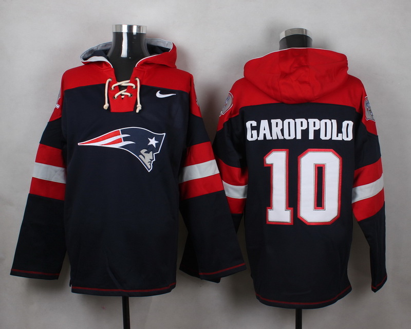 Nike Patriots 10 Jimmy Garoppolo Navy Hooded Jersey - Click Image to Close