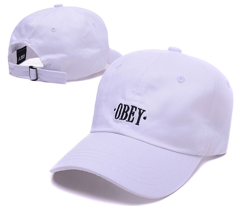Obey Brand Logo White Adjustable Hat LH
