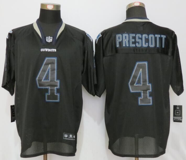 Nike Cowboys 4 Dak Prescott Black Lights Out Elite Jersey