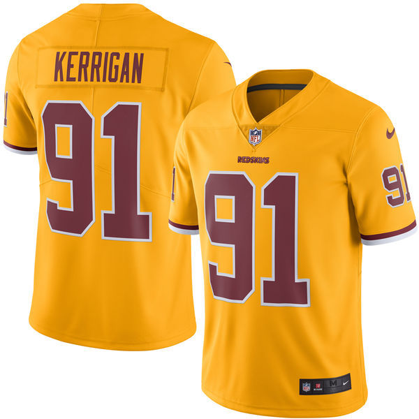 Nike Redskins 91 Ryan Kerrigan Yellow Youth Color Rush Limited Jersey