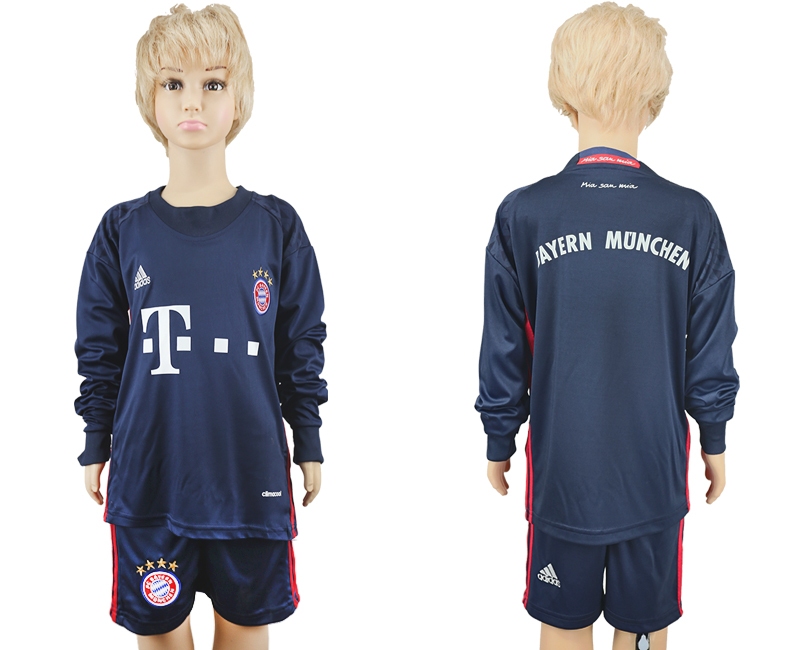 2016-17 Bayern Munich Navy Long Sleeve Youth Soccer Jersey