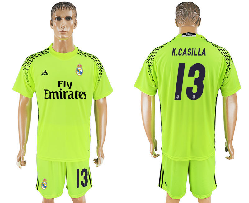 2016-17 Real Madrid 13 K.CASILLA Fluorescent Green Goalkeeper Soccer Jersey