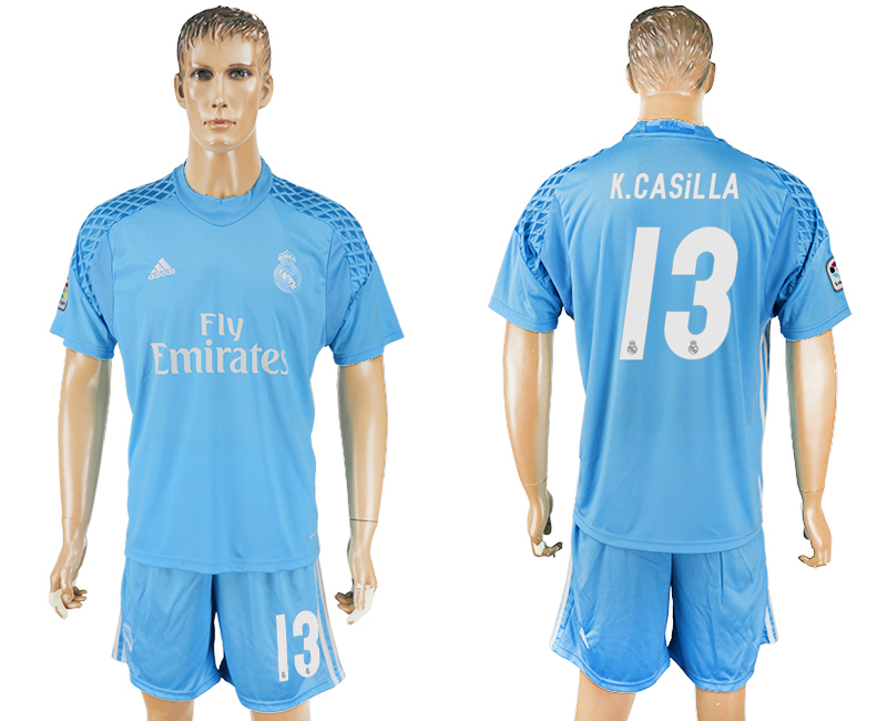 2016-17 Real Madrid 13 K.CASILLA Sky Blue Goalkeeper Soccer Jersey