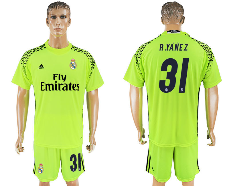 2016-17 Real Madrid 31 R.YANEZ Fluorescent Green Goalkeeper Soccer Jersey