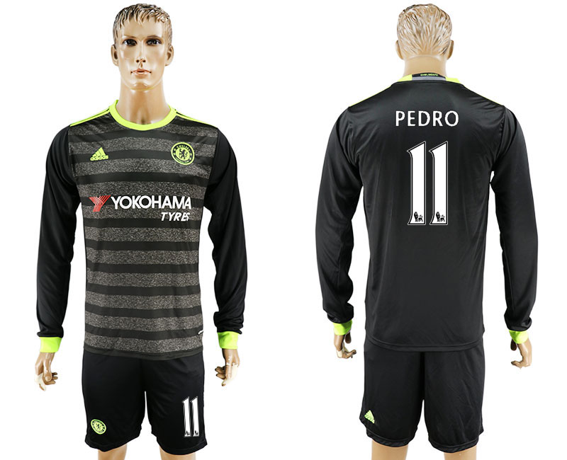 2016-17 Chelsea 11 PEDRO Away Long Sleeve Soccer Jersey