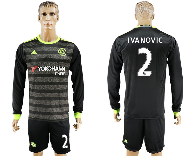 2016-17 Chelsea 2 IVANOVIC Away Long Sleeve Soccer Jersey
