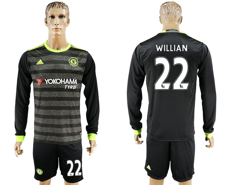 2016-17 Chelsea 22 WILLIAN Away Long Sleeve Soccer Jersey