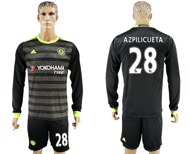 2016-17 Chelsea 28 AZPILICUETA Away Long Sleeve Soccer Jersey