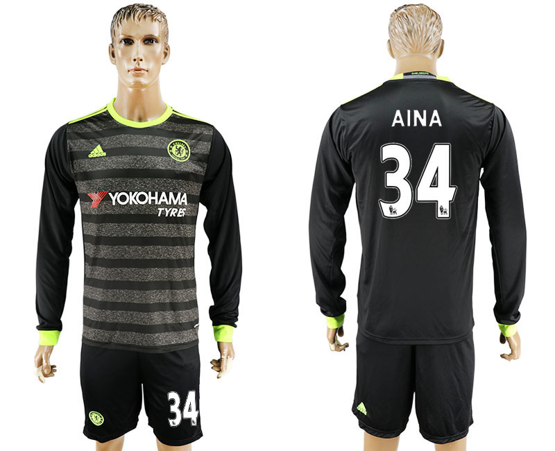 2016-17 Chelsea 34 AINA Away Long Sleeve Soccer Jersey