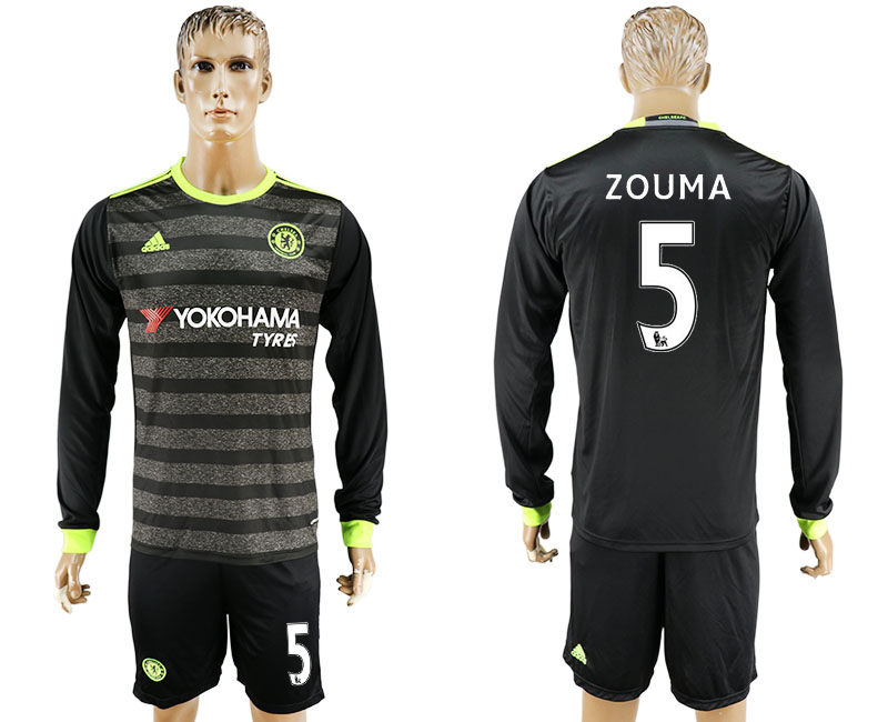 2016-17 Chelsea 5 ZOUMA Away Long Sleeve Soccer Jersey