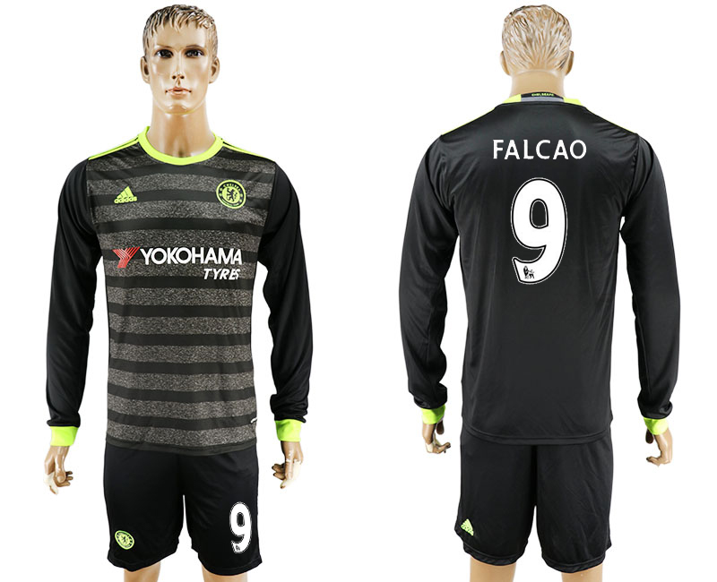 2016-17 Chelsea 9 FALCAO Away Long Sleeve Soccer Jersey
