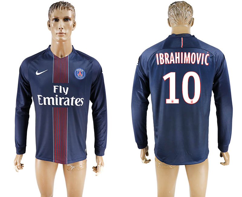 2016-17 Paris Saint-Germain 10 IBRAHIMOVIC Home Long Sleeve Thailand Soccer Jersey