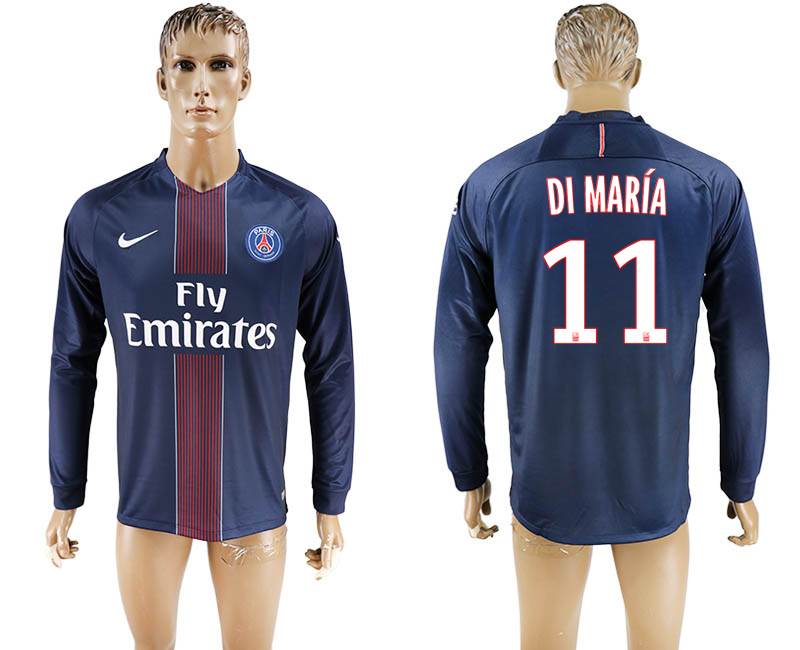 2016-17 Paris Saint-Germain 11 DI MARIA Home Long Sleeve Thailand Soccer Jersey