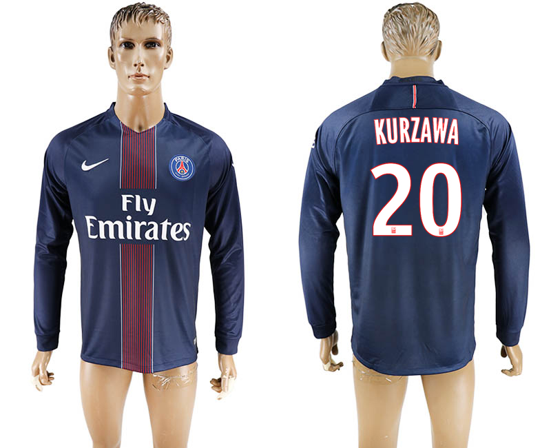 2016-17 Paris Saint-Germain 20 KURZAWA Home Long Sleeve Thailand Soccer Jersey