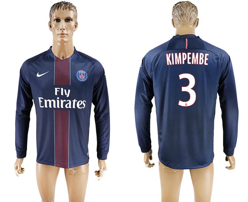 2016-17 Paris Saint-Germain 3 KIMPEMBE Home Long Sleeve Thailand Soccer Jersey 2016-17 Paris Saint-Germain 3 KIMPEMBE Home Long Sleeve Thailand Soccer Jersey